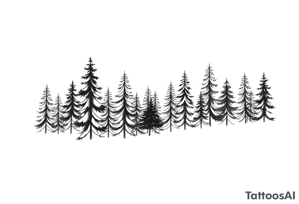 Coniferous forest tattoo sleeve black and gray tattoo idea Coniferous forest tattoo sleeve black and gray tattoo idea