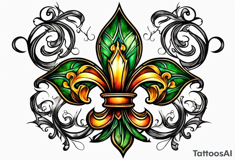 Fleur de lys celtique en flamme tattoo idea