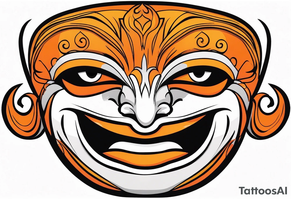 Laughing mask that is orange and black simplistic tattoo idea