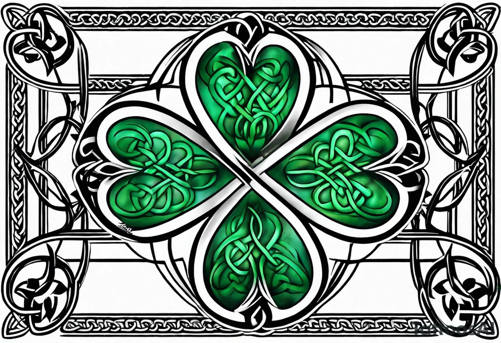simple 
celtic knot four leaf clover blue green tattoo idea