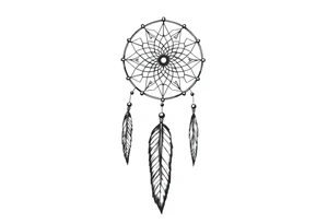 dreamcatcher, with feathers, authentic, skinny, nordic tattoo idea