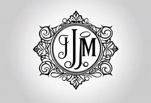 Monogram design that is simple and text only with the letters J E and M all caps tattoo idea