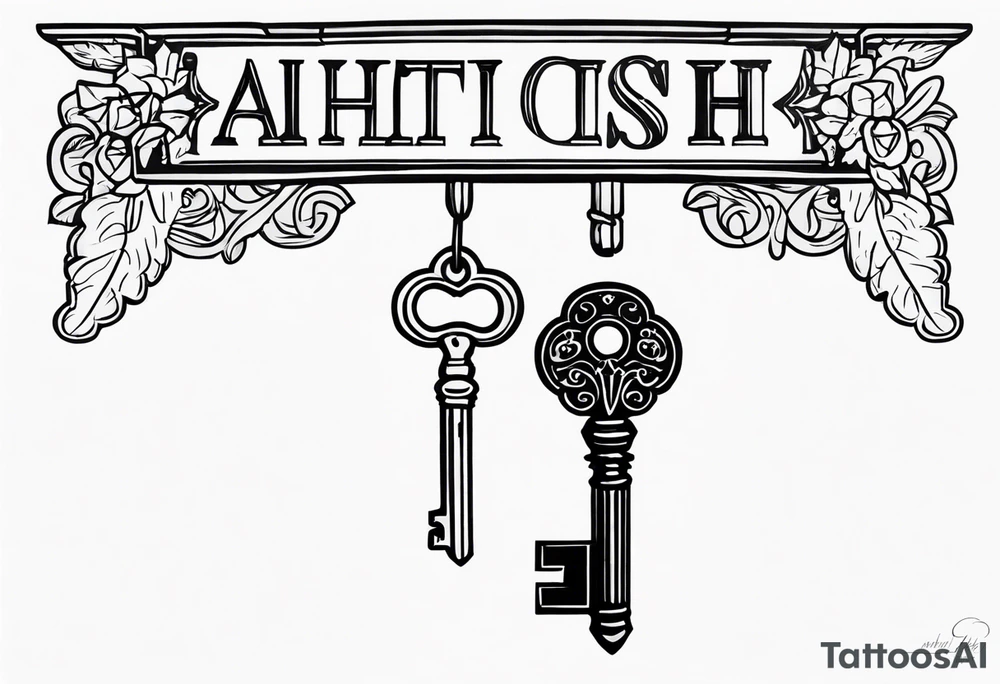 Antique key with alphabet letters as it's teeth tattoo idea Antique key with alphabet letters as it's teeth tattoo idea