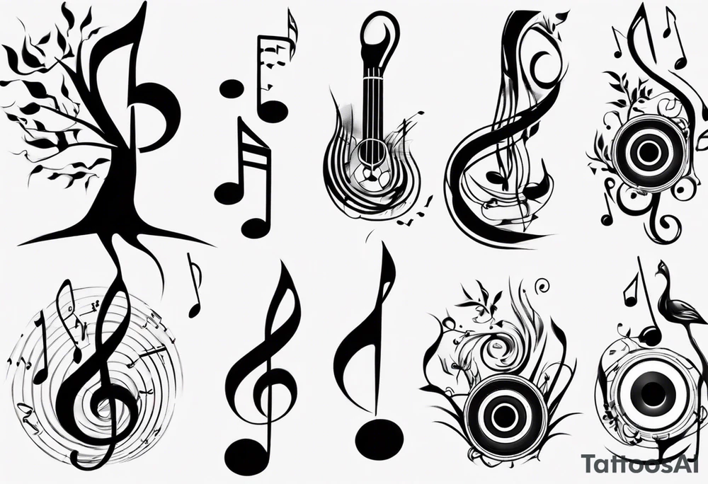 music speaker note tree stave notes tattoo idea