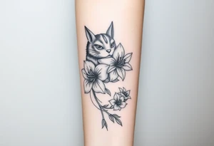 totoro and roses and lilies tattoo idea