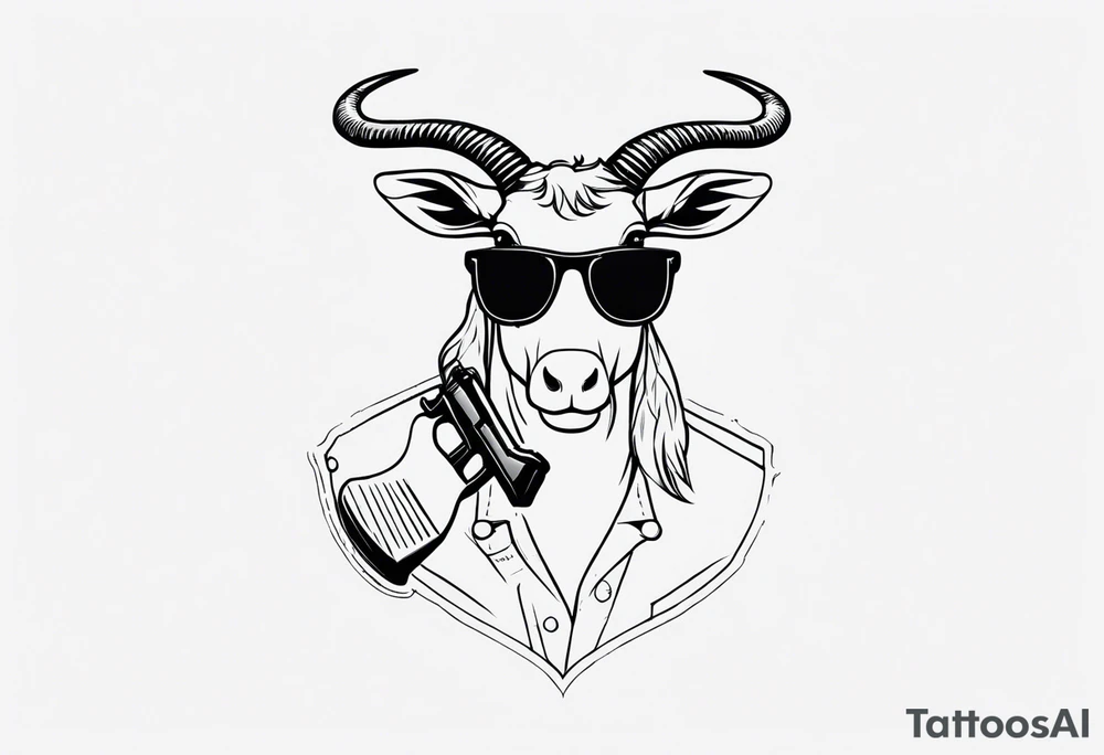 capricorn with sunglasses and shotgun tattoo idea