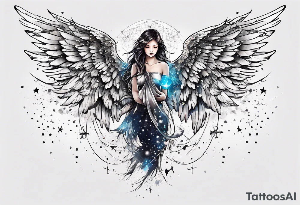 Constellation, Angel wing , animal  snow , cross tattoo idea