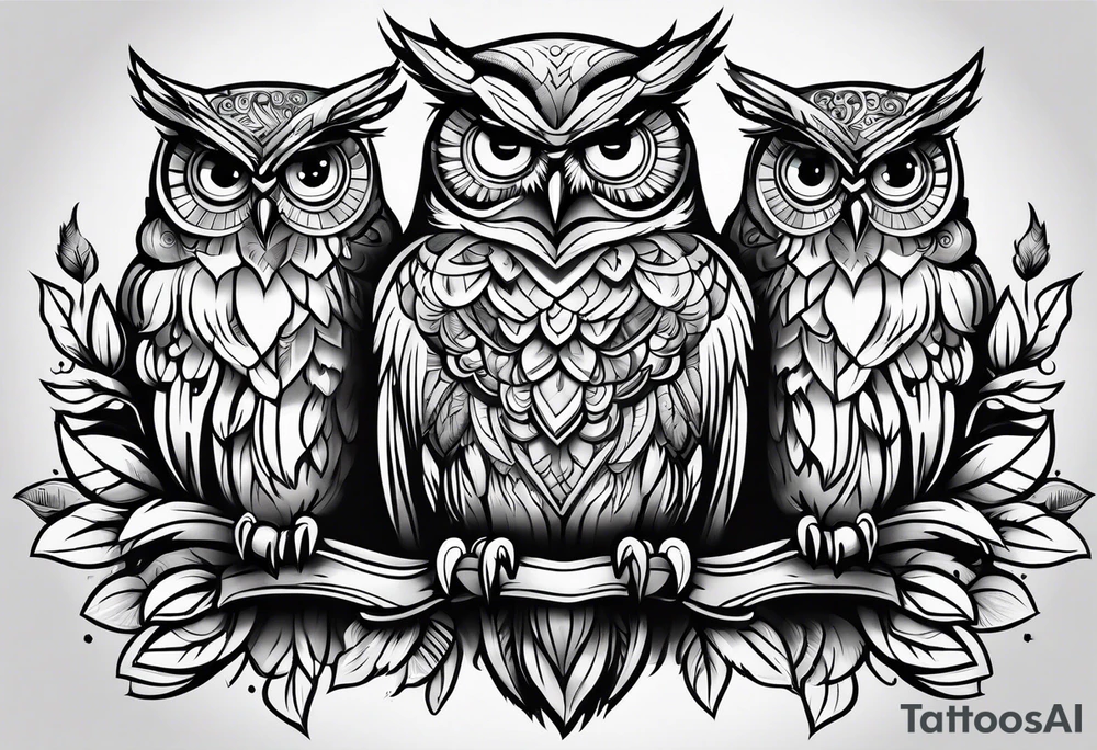 Owl family tattoo idea
