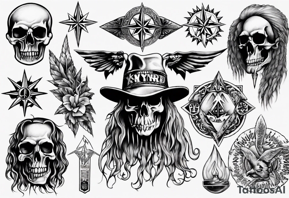 Lynyrd Skynyrd highly detailed tattoo idea