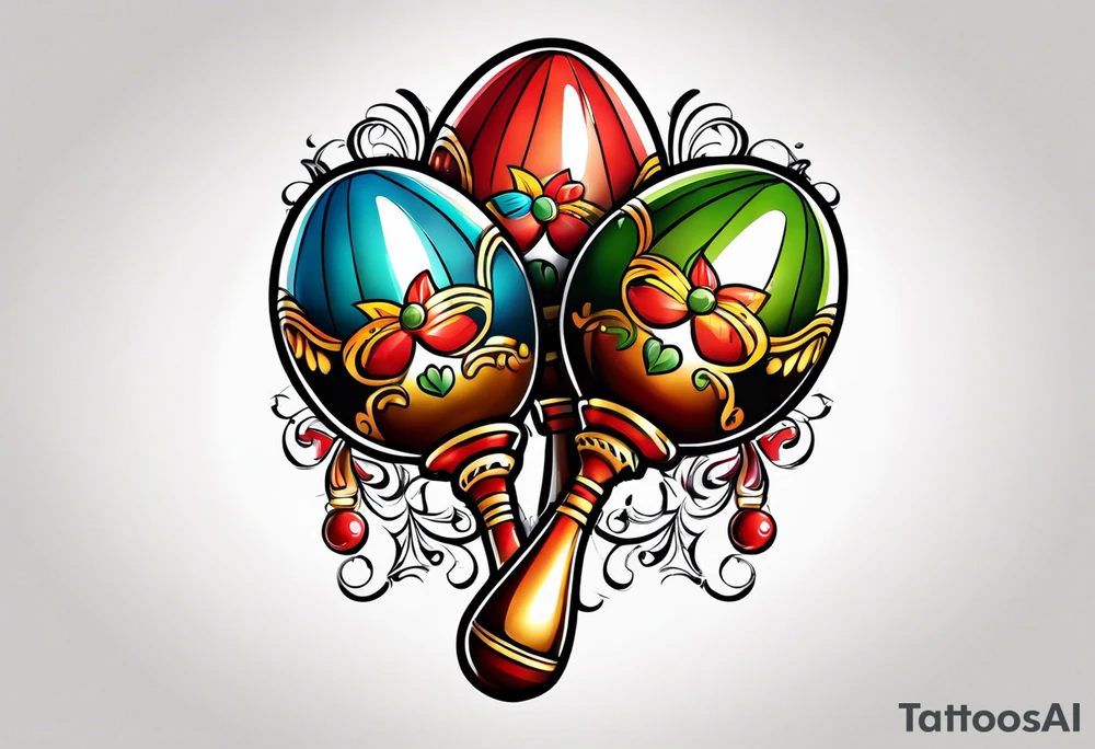 2 swinging maracas with rum tattoo idea