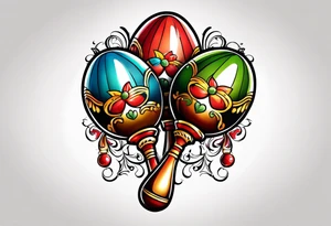 2 swinging maracas with rum tattoo idea