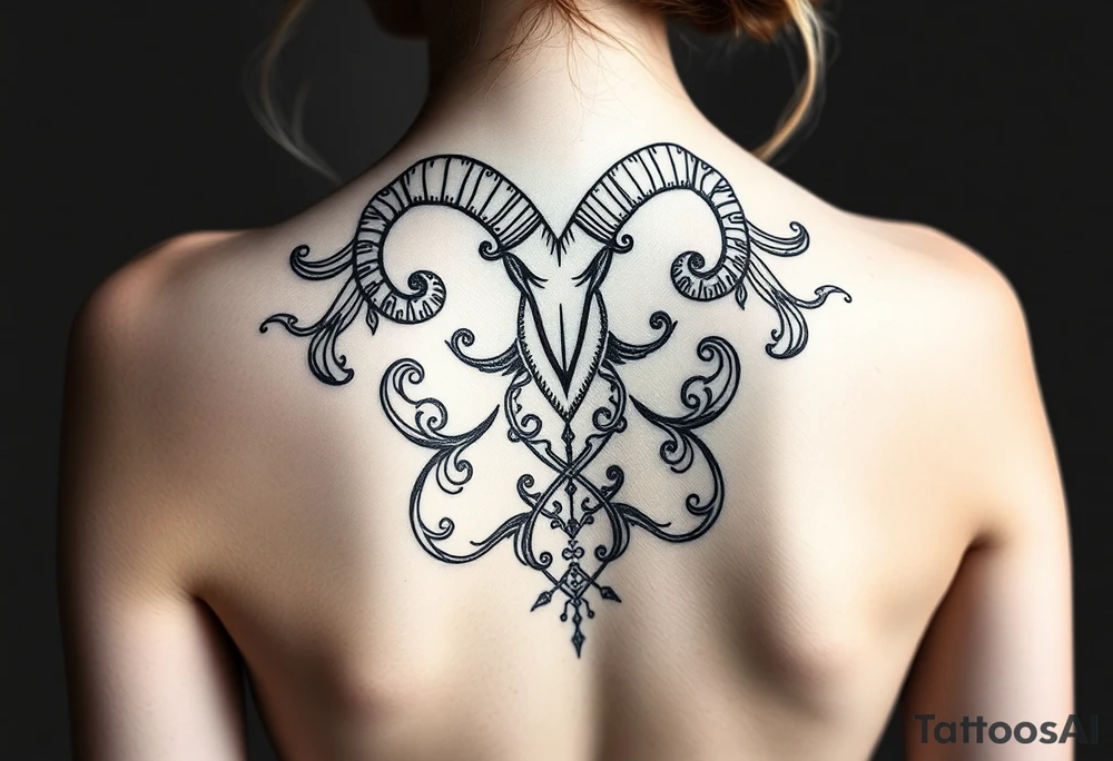 Emily. Aries. Feminine dark erotic tattoo idea