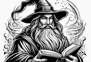 wizard breaking out of a book tattoo idea