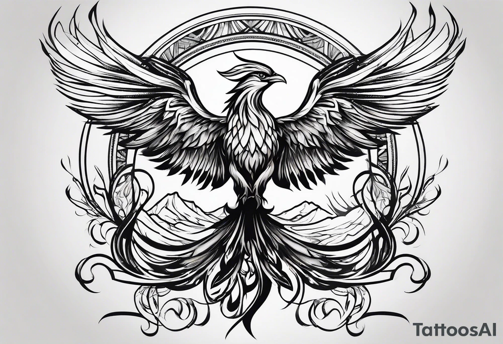 phoenix coming from flames tattoo idea