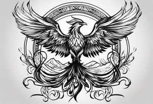 phoenix coming from flames tattoo idea