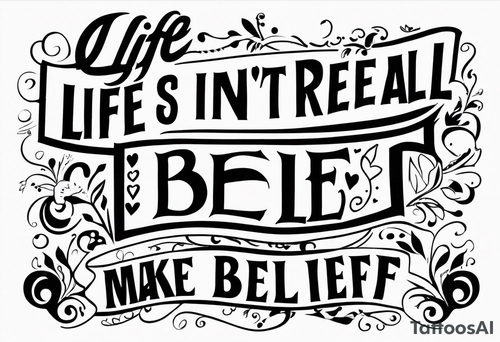 Life isn't real and love is make belief tattoo idea