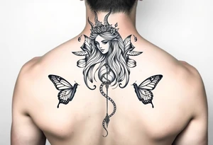 Capricorn female goddess earthy butterflies world money wisdom tattoo idea