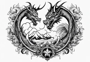 a Dragon tattoo with some symbolism of world travel and Marine Corps tattoo idea