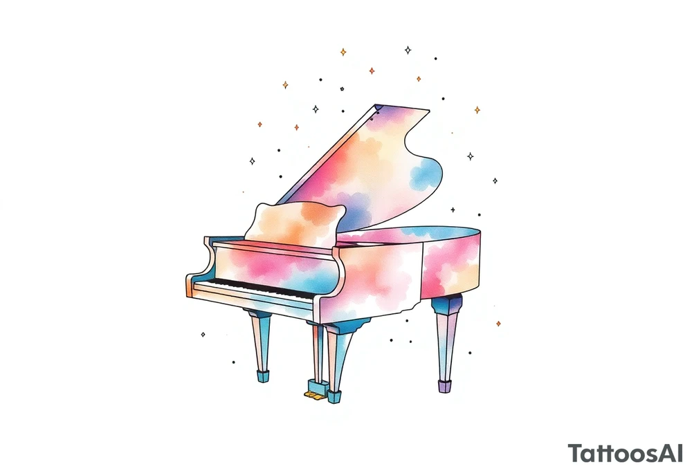 dreamy grand piano under the stars tattoo idea