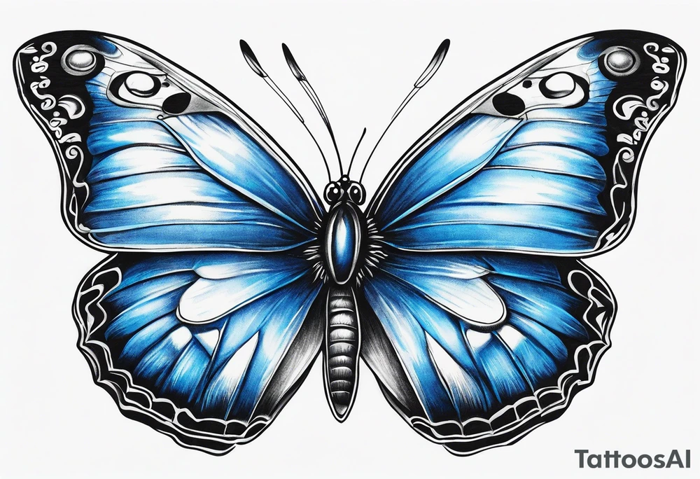 Blue butterfly tattoo idea