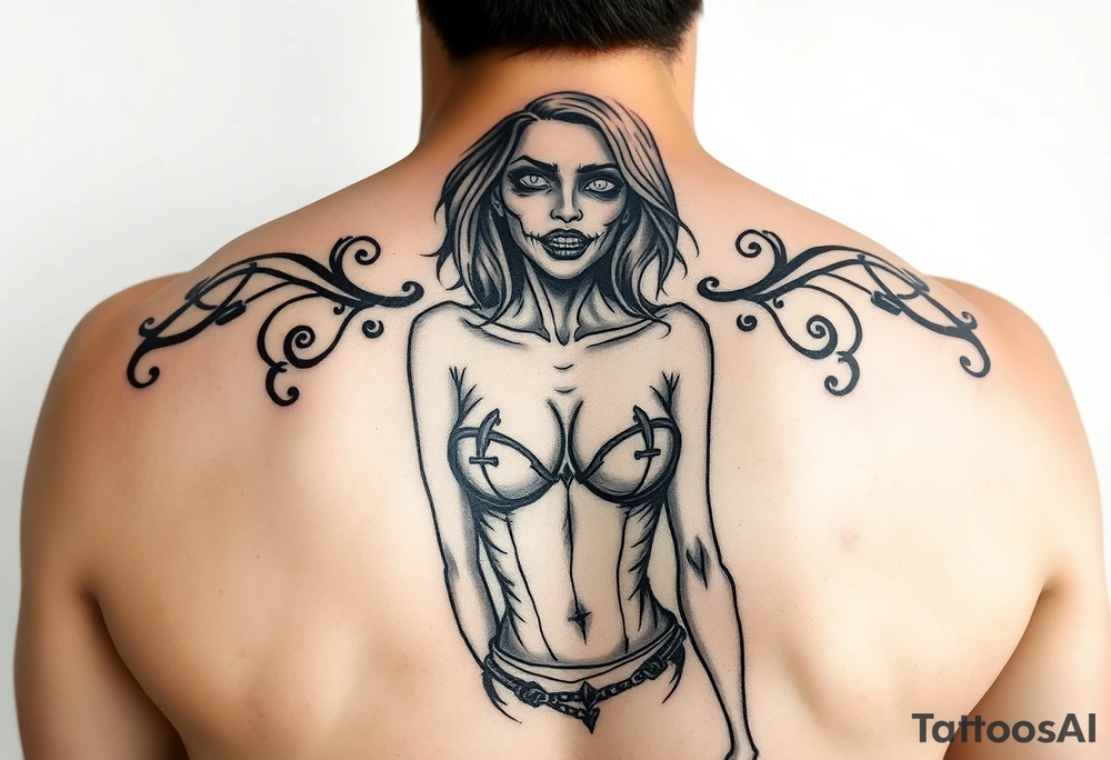 Zombie pinup girl tattoo idea
