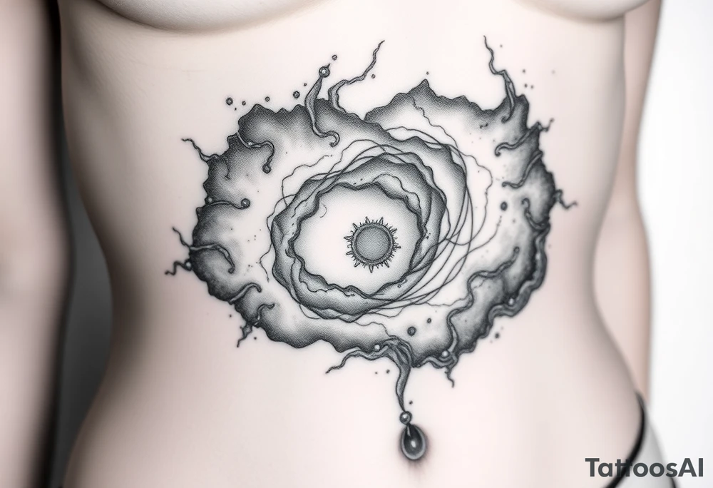 a nebula and black hole with an event horizon tattoo idea