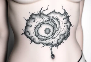 a nebula and black hole with an event horizon tattoo idea