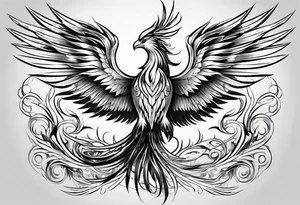 lite flowing phoenix with gold and white on tail For male tattoo idea