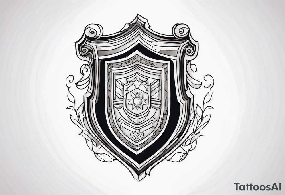 shadows inside a shield shape tattoo idea