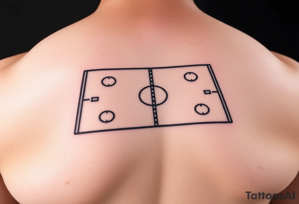 Ice hockey rink on leg back ikr tattoo idea