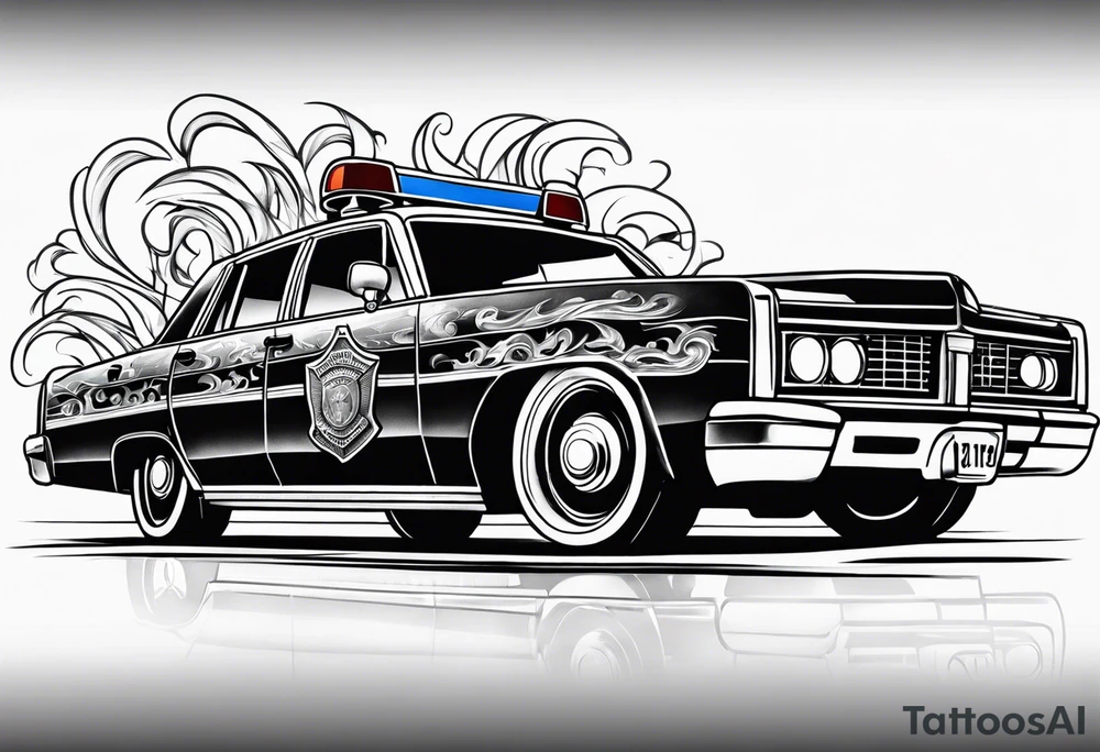 flaming police car tattoo idea
