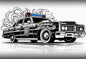 flaming police car tattoo idea