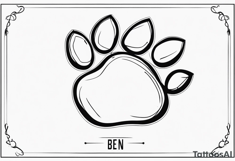 Paw Print with a name Ben tattoo idea