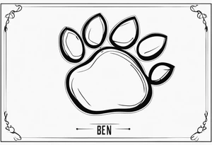 Paw Print with a name Ben tattoo idea