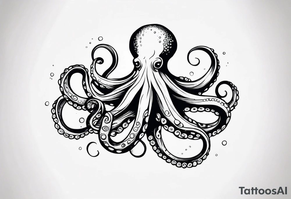 Octopus in sea view upper arm full sleeve tattoo idea