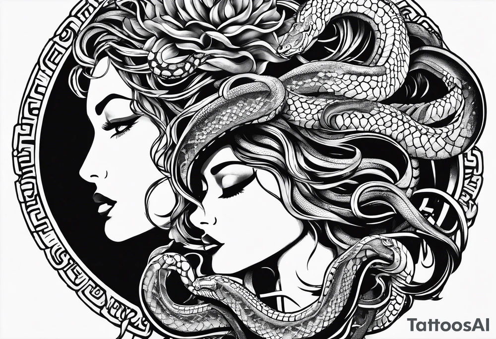 medusa, snakes, words, SA. tattoo idea