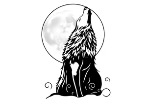 lone wolf howling at full moon tattoo idea