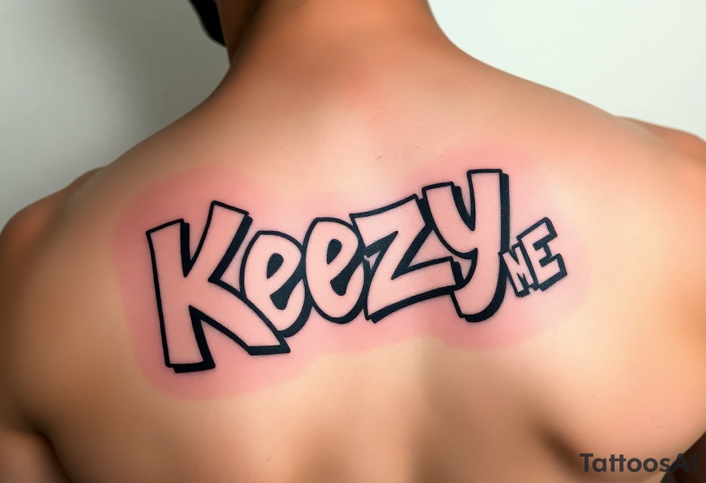 Graffiti spray paint style big fat hollow bubble lettering as one  (KeezY MadE) tattoo idea