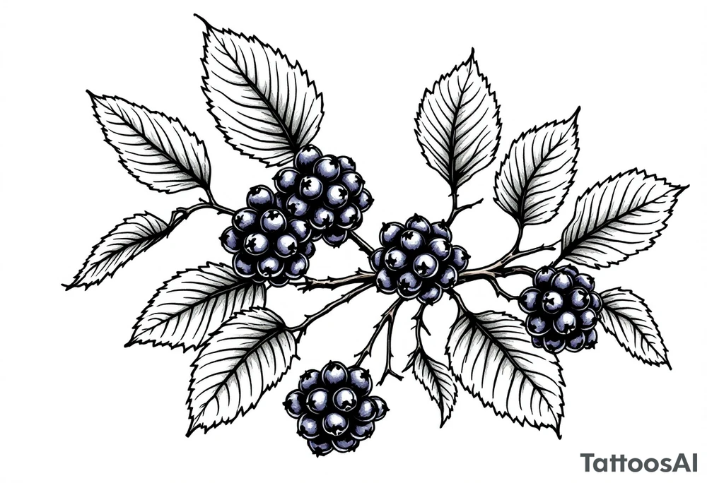 American traditional style Blackberry branch tattoo idea