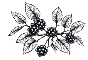 American traditional style Blackberry branch tattoo idea
