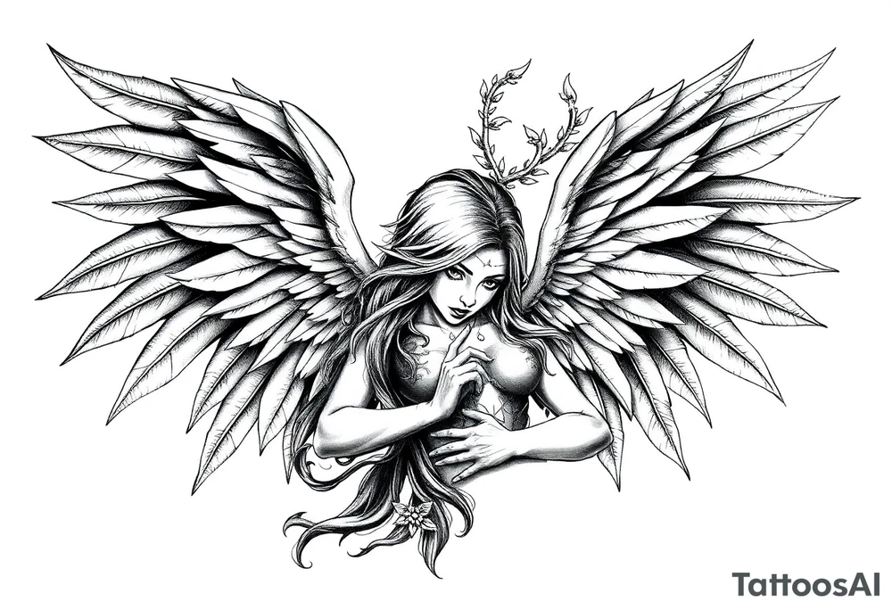 Goth angel beautiful tattoo idea