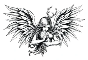 Goth angel beautiful tattoo idea
