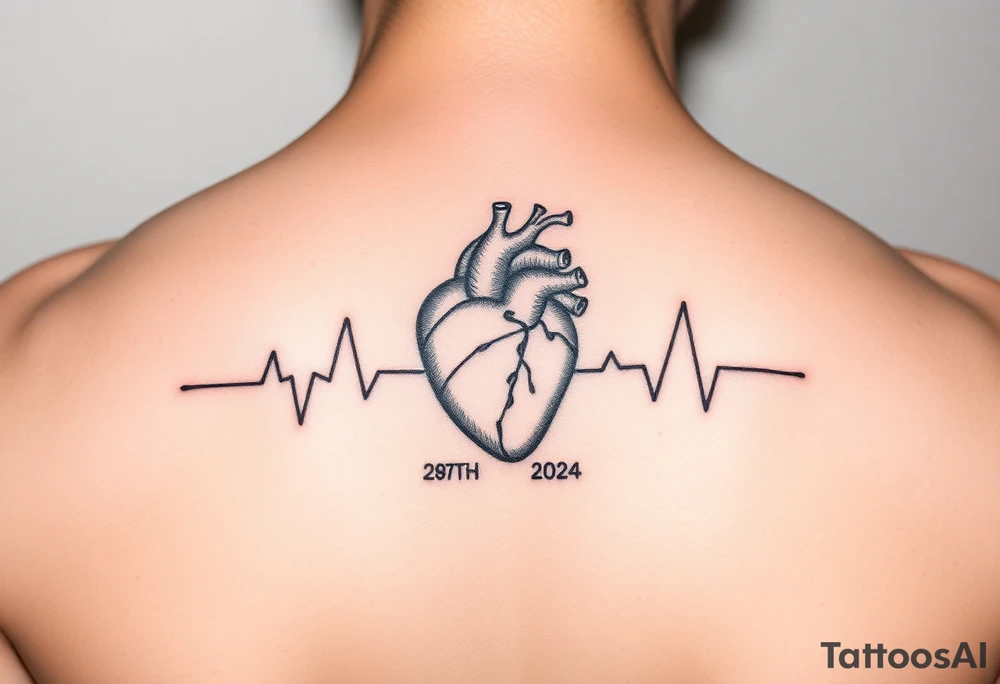 Small
Heart beat with date of birth and date of death tattoo idea