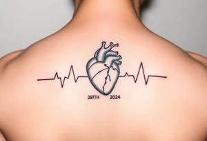 Small 
Heart beat with date of birth and date of death tattoo idea