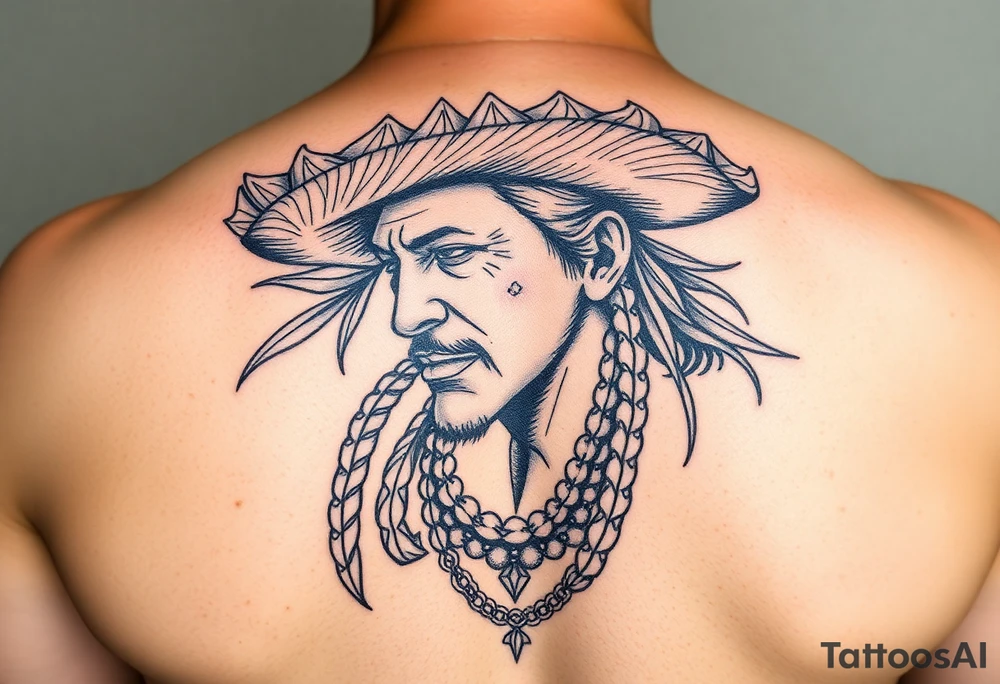 Charro negro in American traditional style tattoo idea
