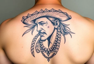 Charro negro in American traditional style tattoo idea