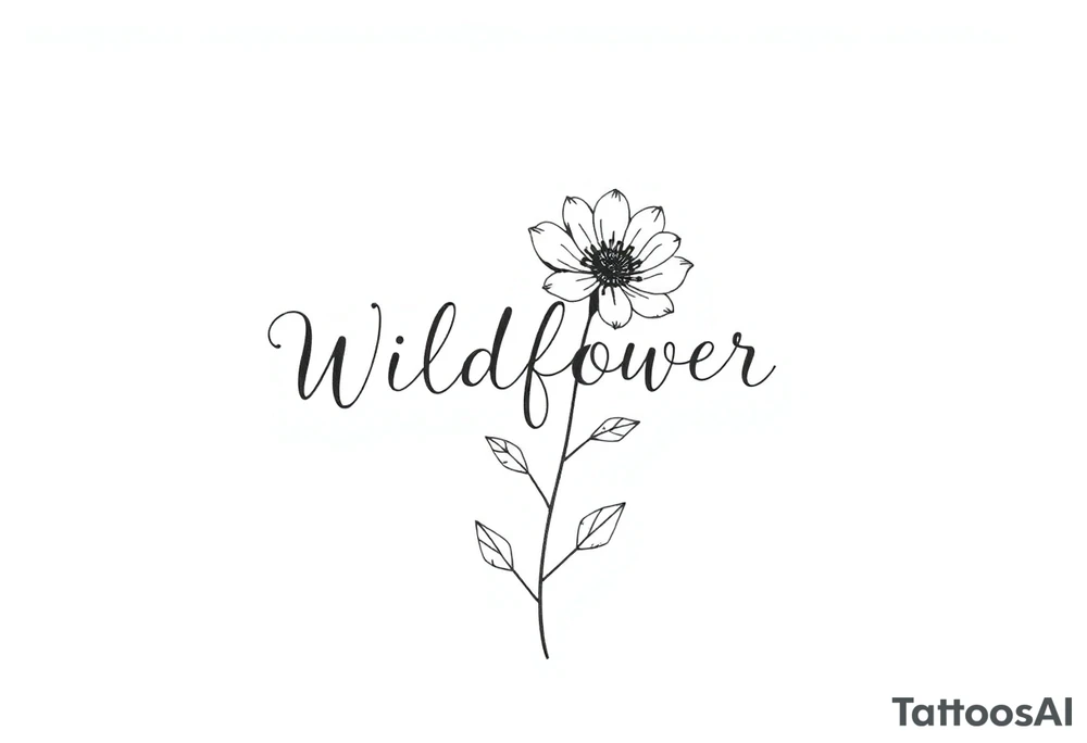 Wildflower written in stem of a flower tattoo idea