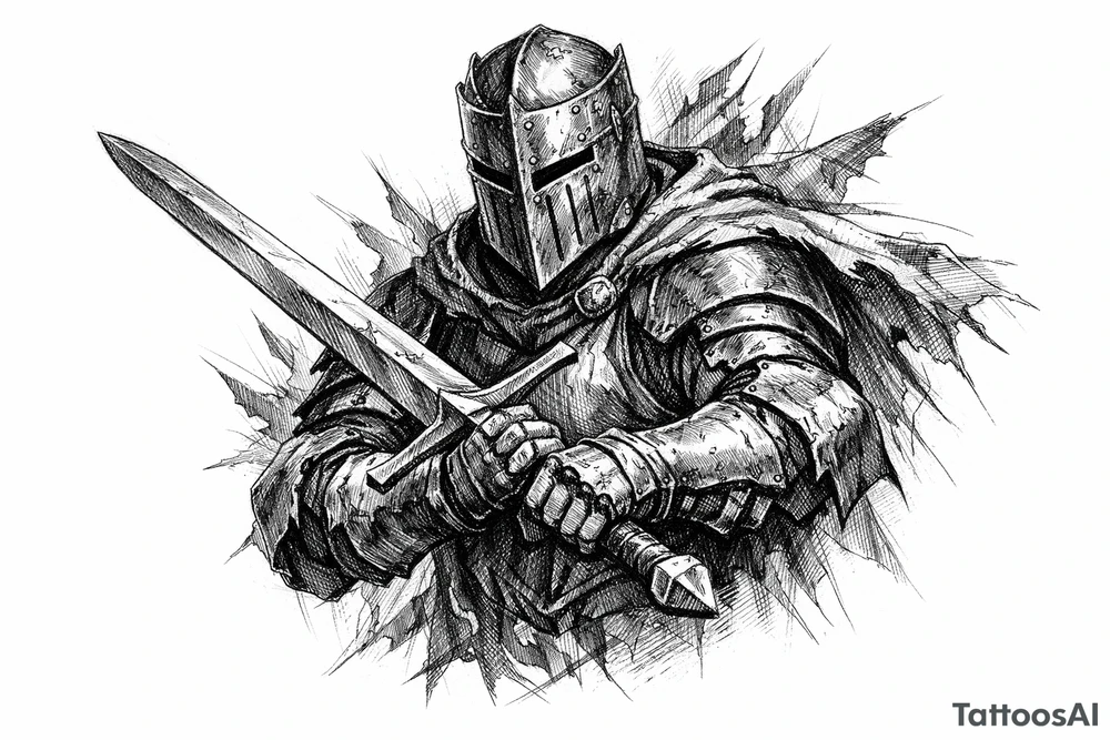 a knight who wields a sword. tattoo idea