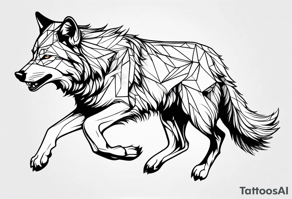 a wolf running tattoo idea