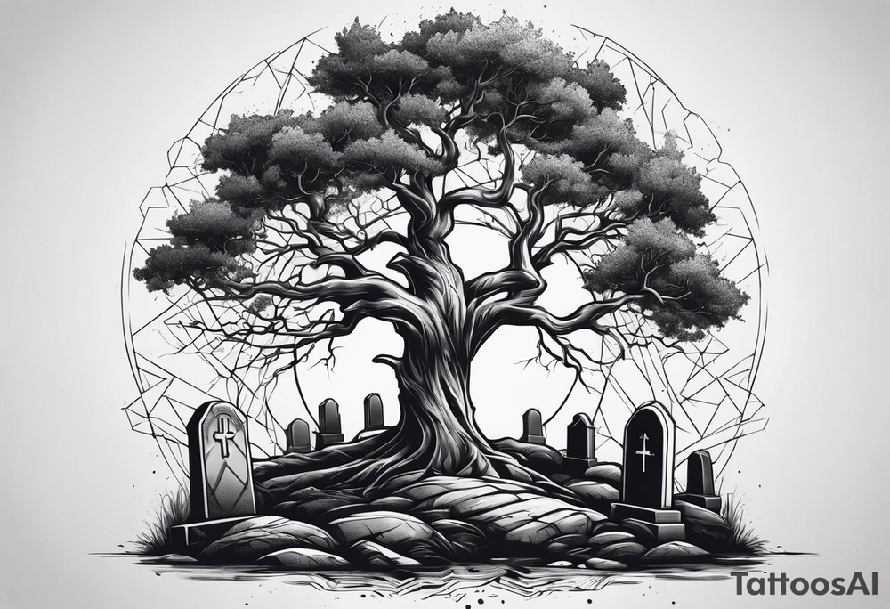 Tree with tombstones tattoo idea